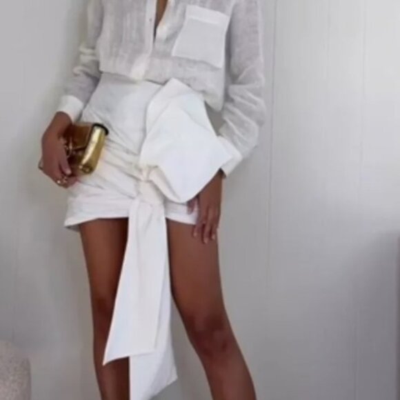 NWT Zara Knotted Mini Skirt ZW Collection Size XL - Picture 2 of 8